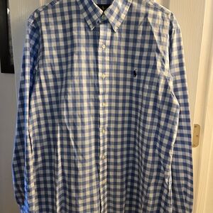 Ralph Lauren Blue and White Plaid Shirt